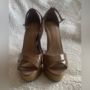 Mossimo Supply Co. Brown Patent Wedge Heels